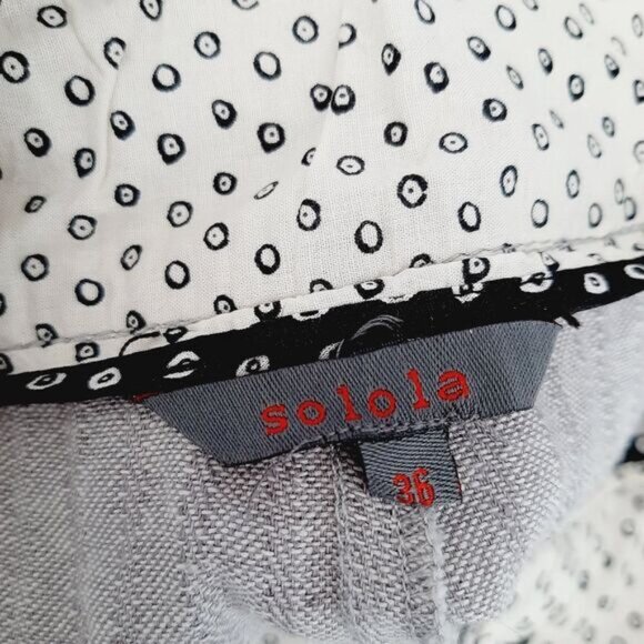 SOLOLA Linen Cotton Blend Capri Pants Drawstring Waist Long Shorts Grey Sz 6 - Picture 12 of 13